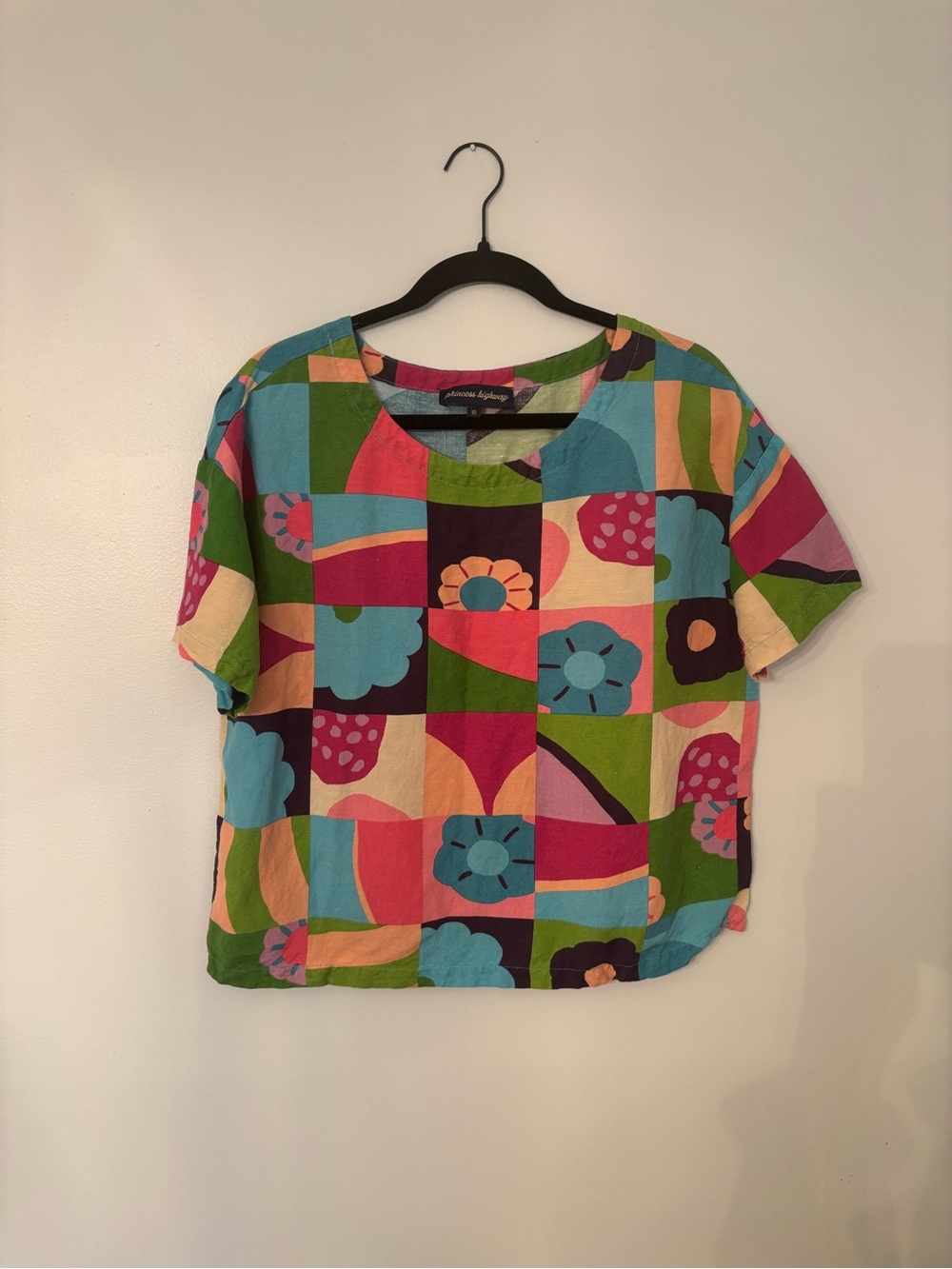 Princess Highway Multicolor Patchwork Floral Short Sleeve Top